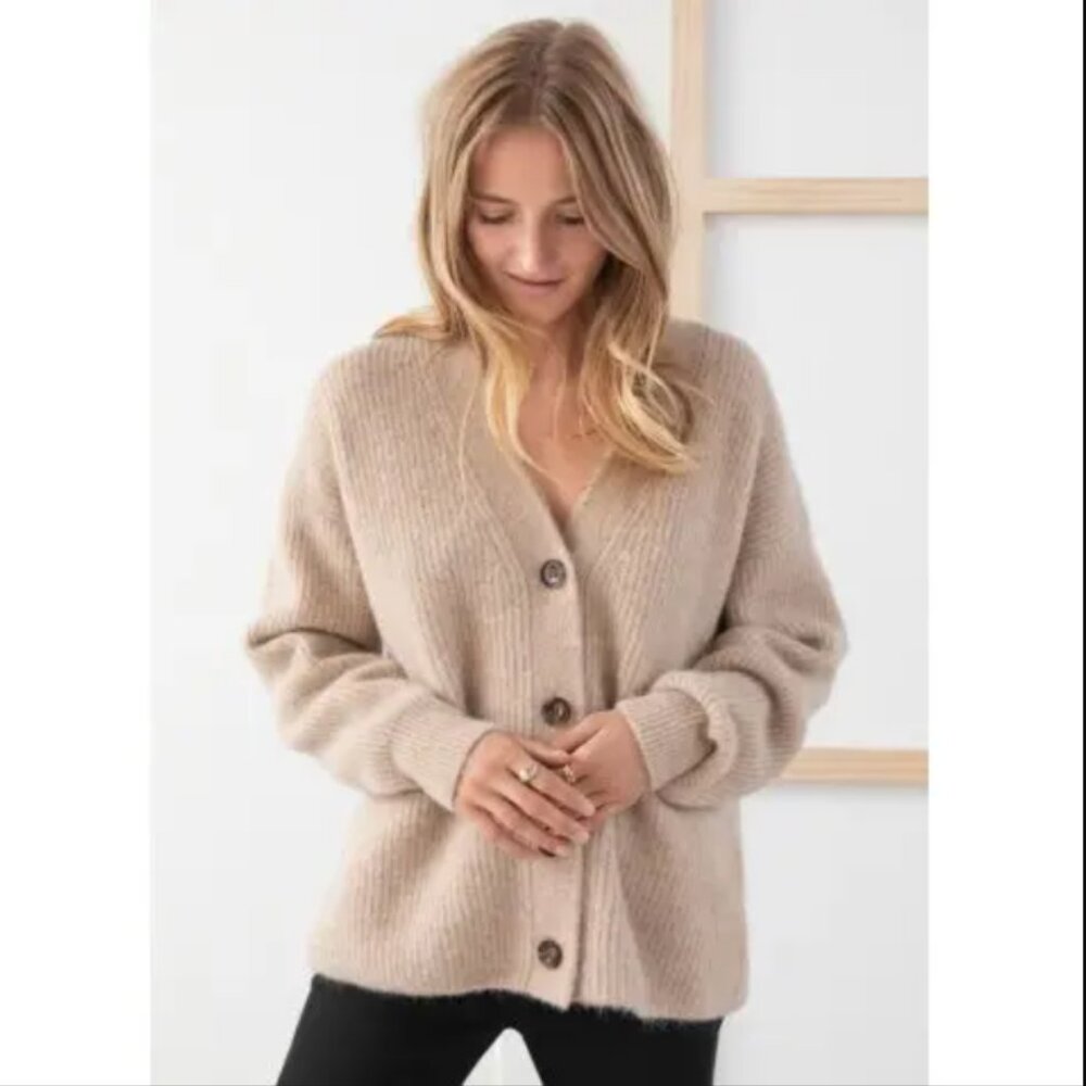 & other stories - Oversized Alpaca Blend Cardigan | Size Small | Beige Champagne - Picture 12 of 12